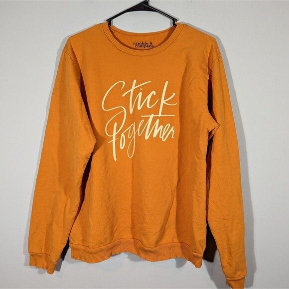Ramble & Company Tops - Ramble & Company Stick Together Mustard Graphic Sweatshirt Women Size M